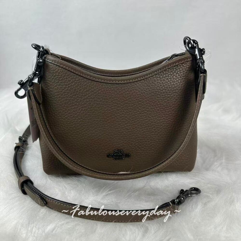 COACH Laurel Small Shoulder/Crossbody Bag Leather CBH16 Gunmetal/Dark Stone NWT